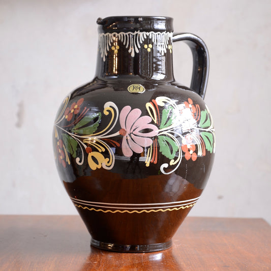 Large Hungarian Folk Art Slipware Jug