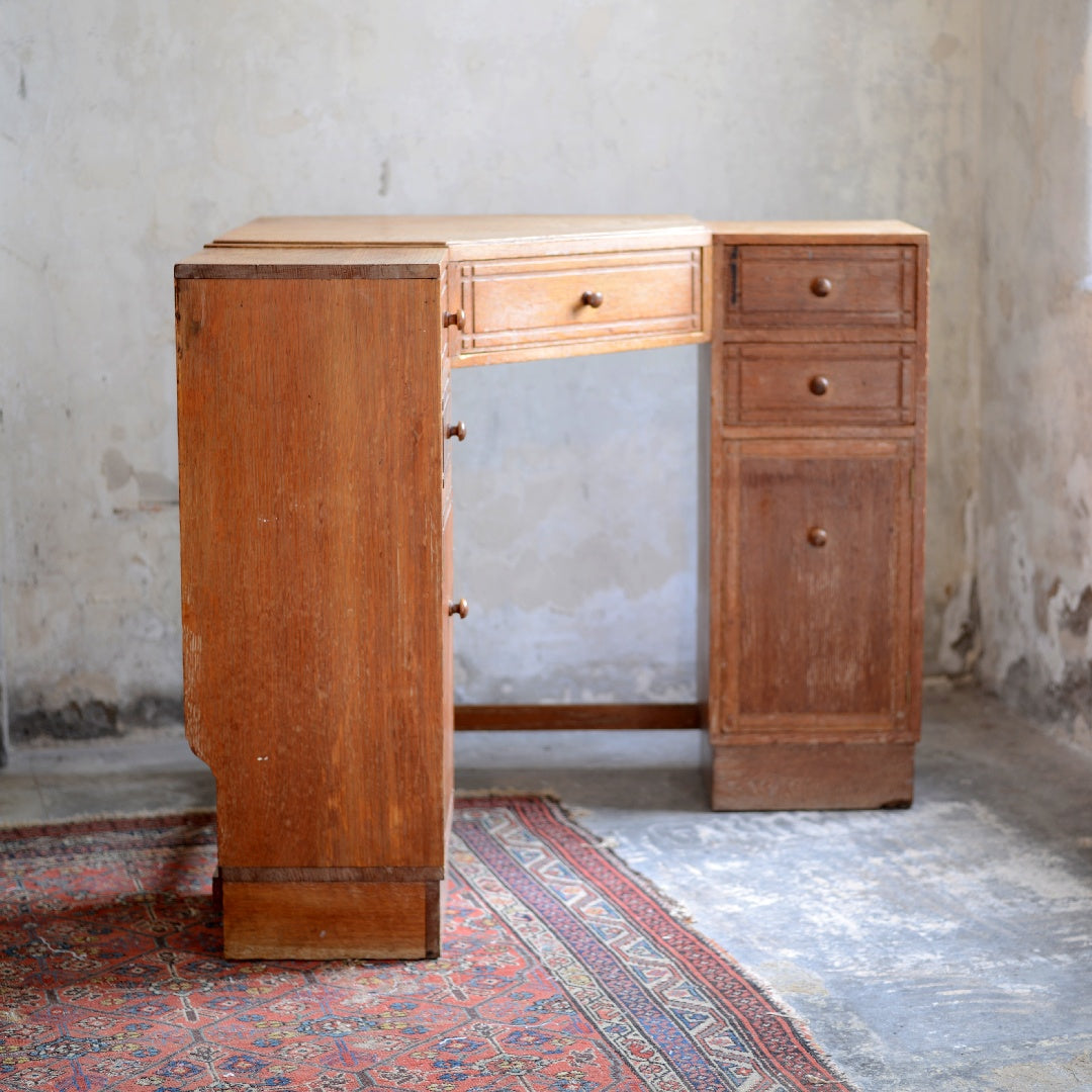 Heals 1930's Limed Oak Corner Desk