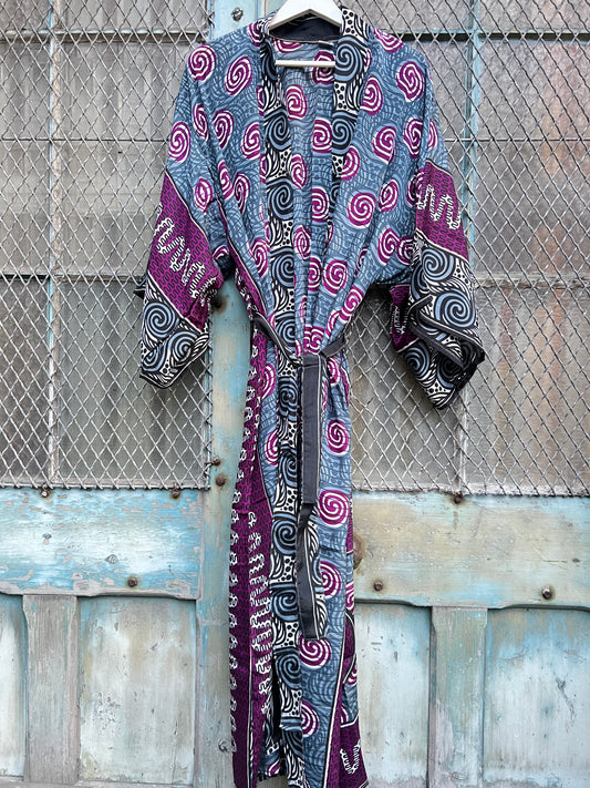 Long Vintage Silk Kimono - B