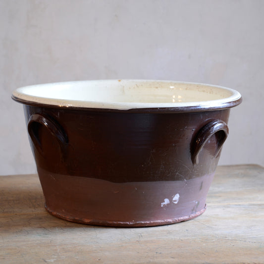 Rare 19thC Extra Large Glazed Terracotta Dairy Bowl