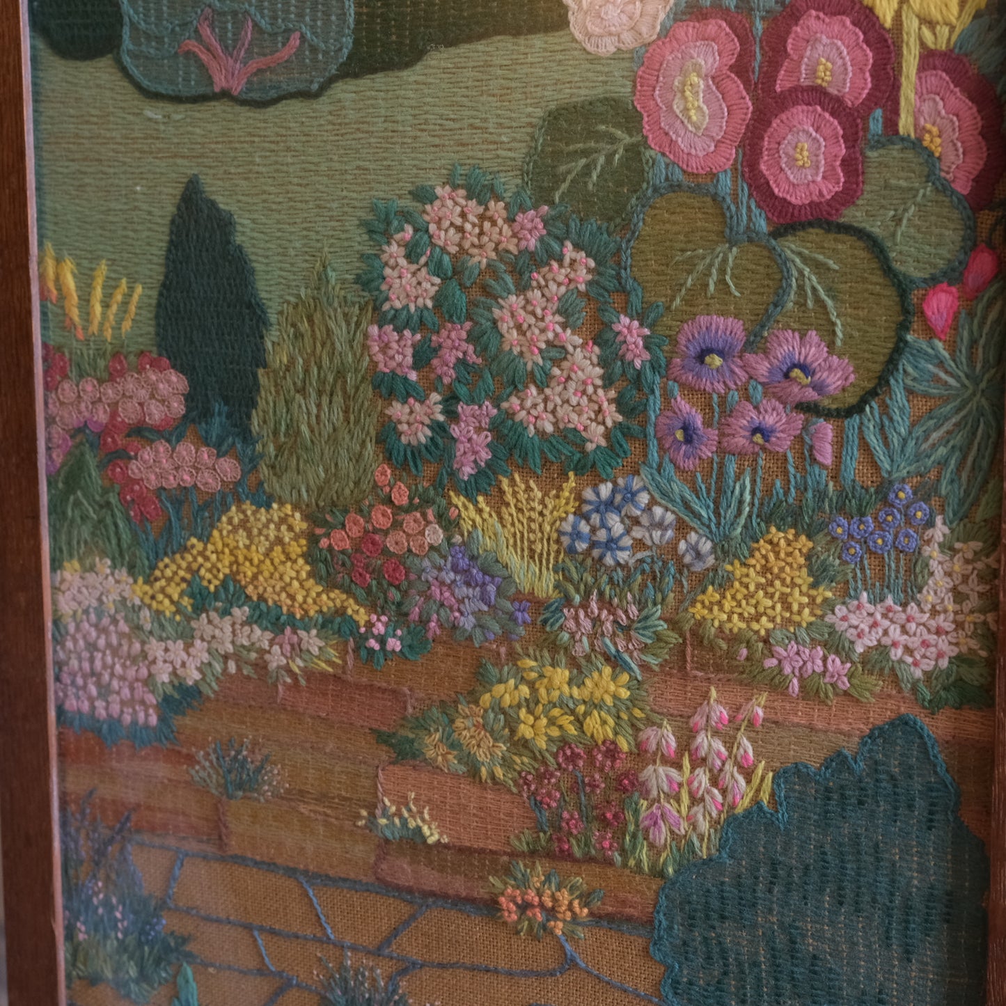 1940’s profusely Embroidered 3 Part Folding Screen