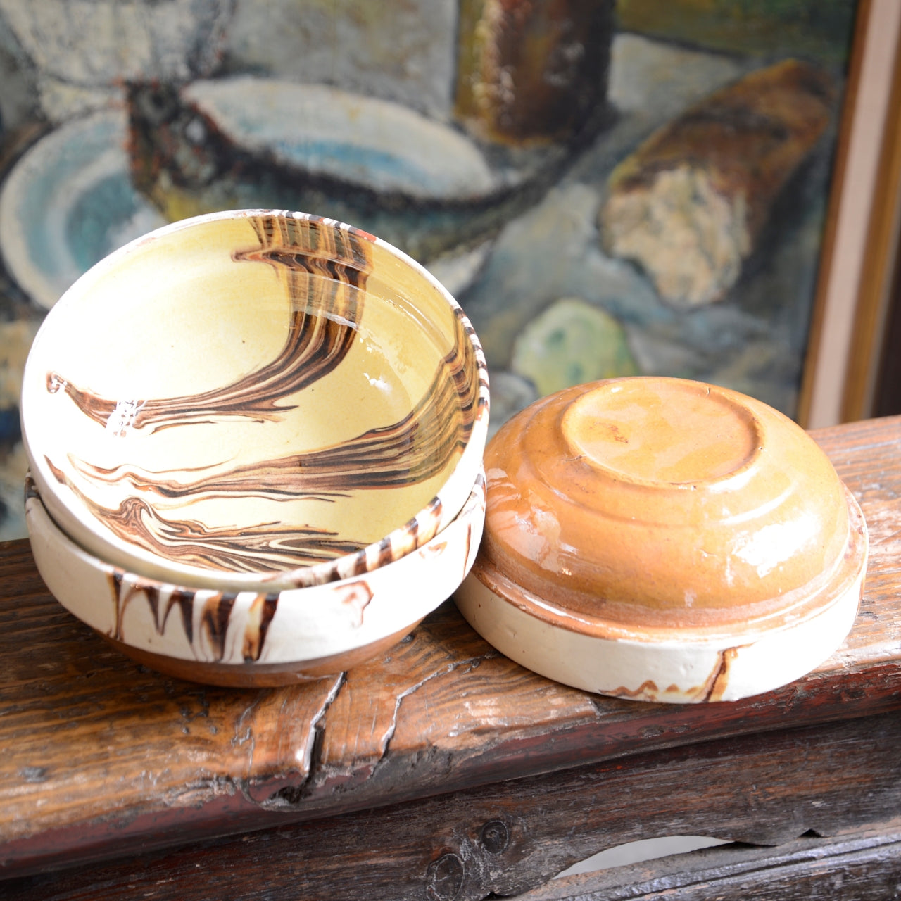 Three Hungarian Folk Art Slipware Bowls