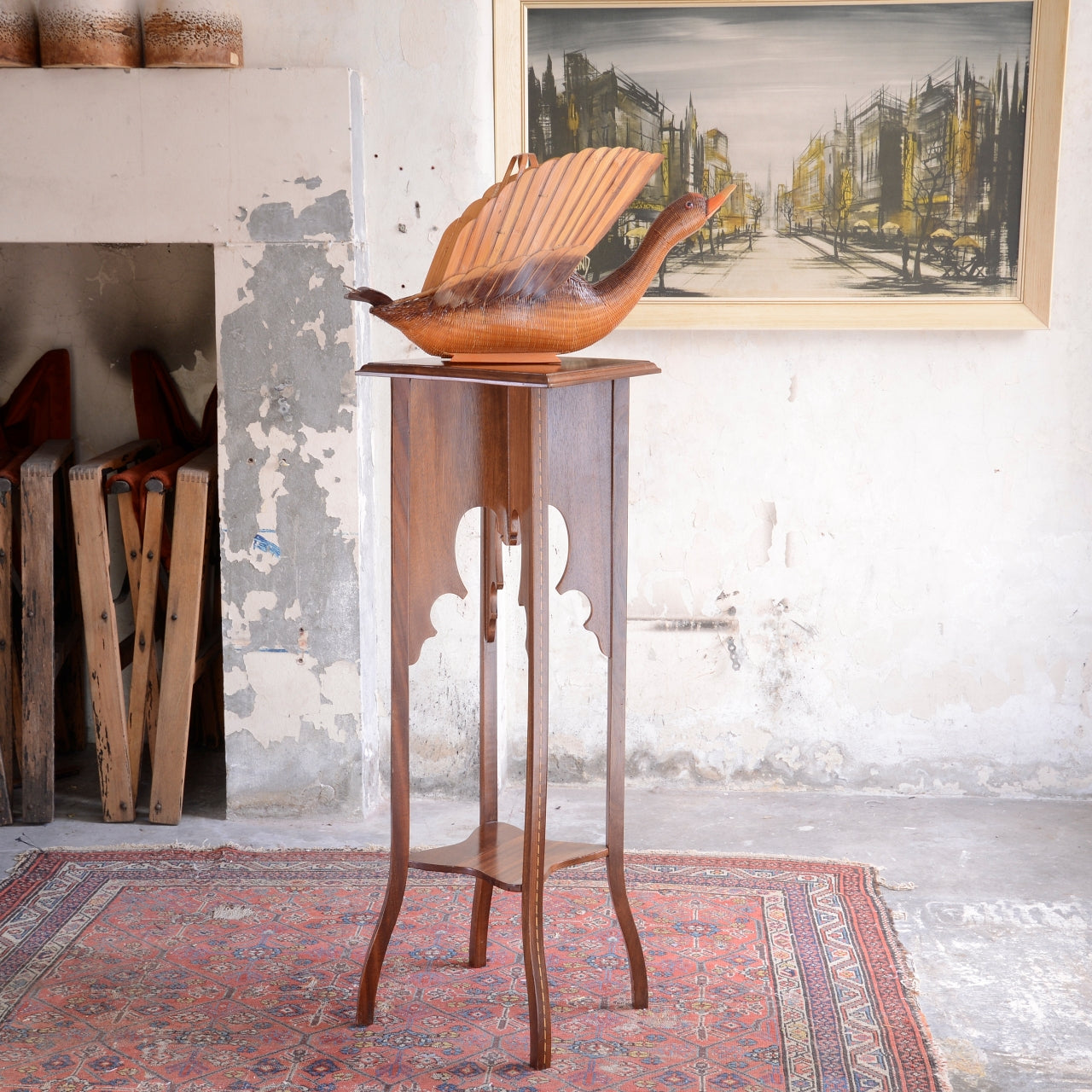 Jardiniere Plant Stand - Moorish Influence - Mahogany with String Inlay