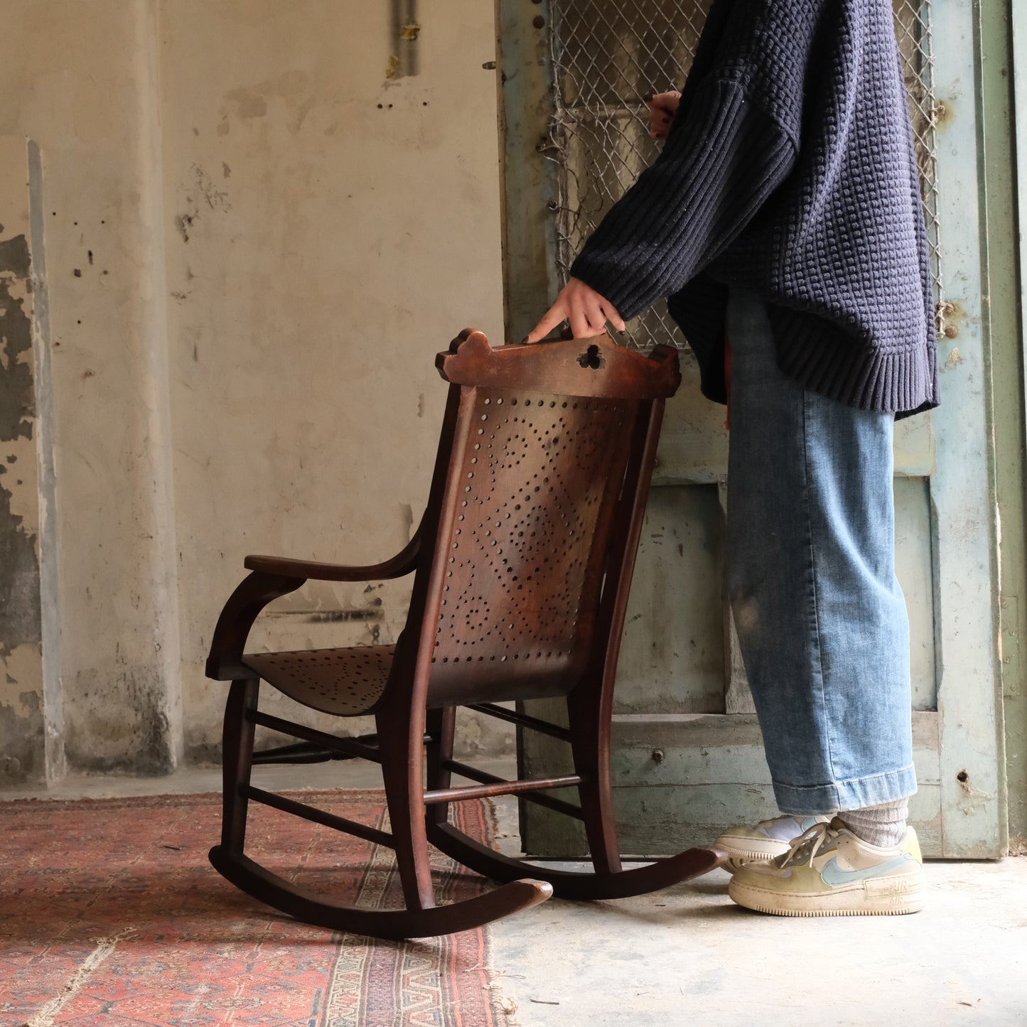 Punched Bentwood Arts & Crafts Rocking Chair