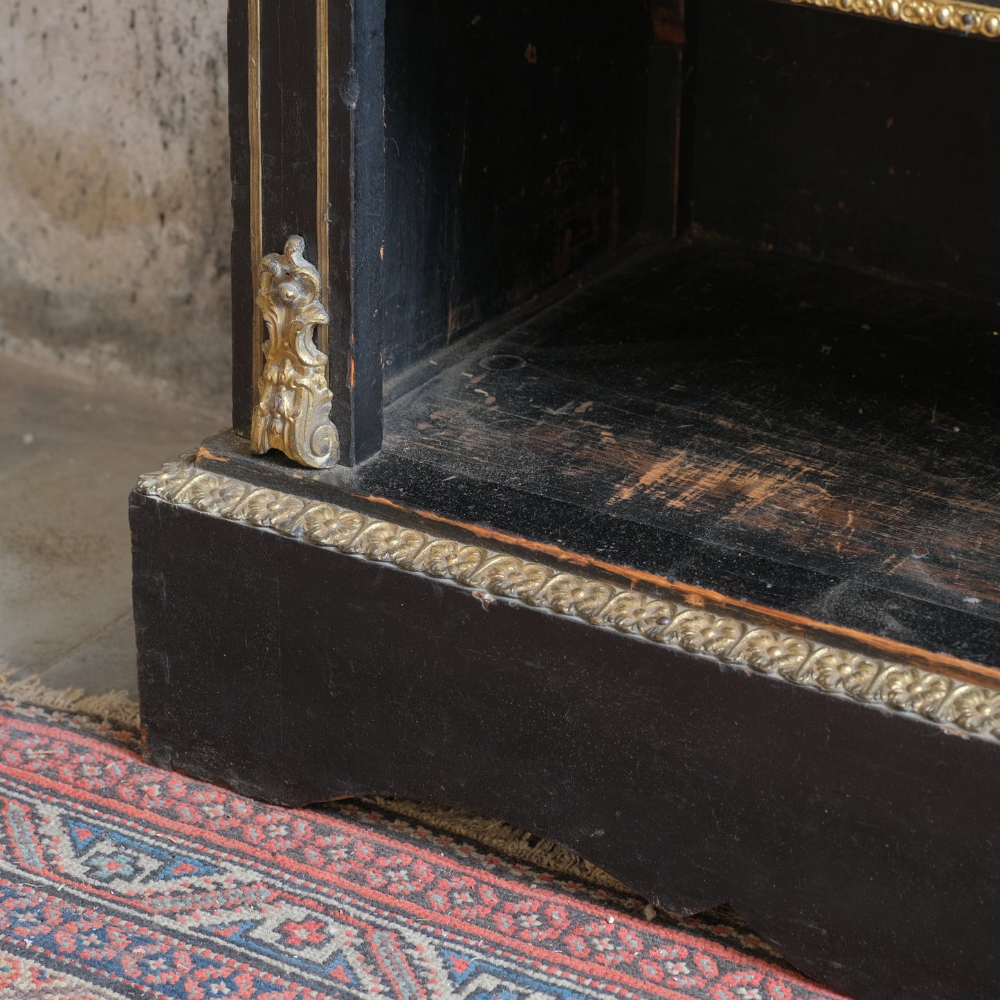 19thC Ebonised Bookcase with Boulle Work Frieze