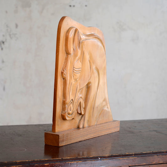 1970’s Wooden Bas-Relief Plaque -  Horse Head