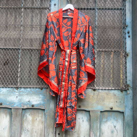 Vintage Silk Batwing Kimono - F