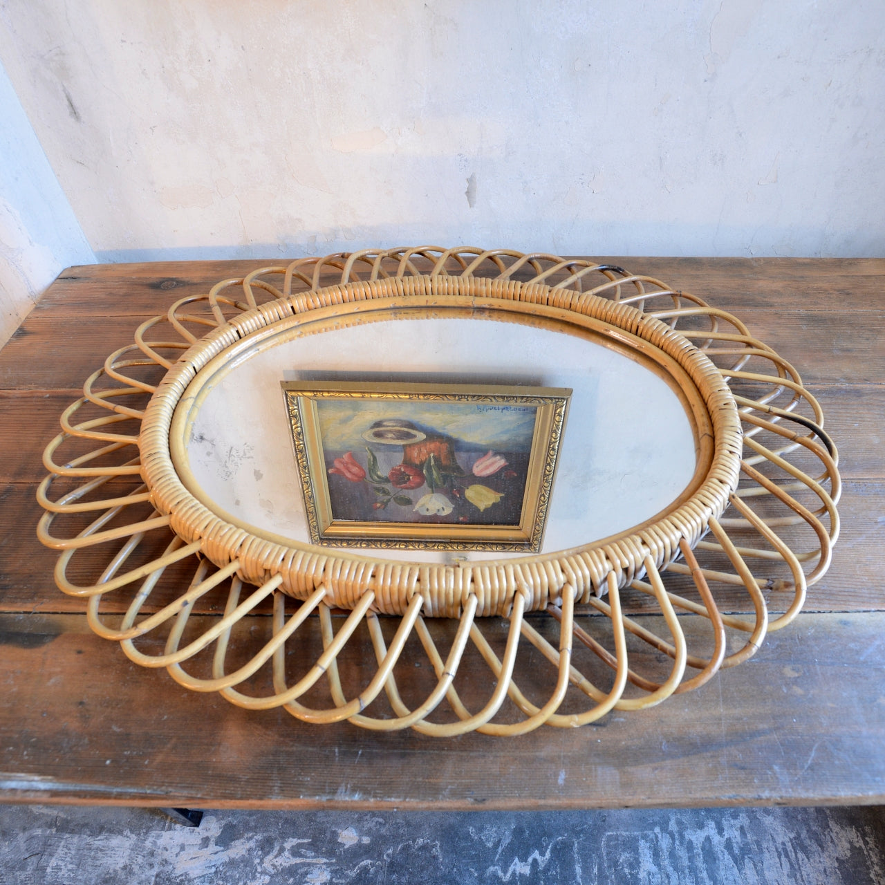 Woven Rattan Mirror - Italian 60’s Franco Albini