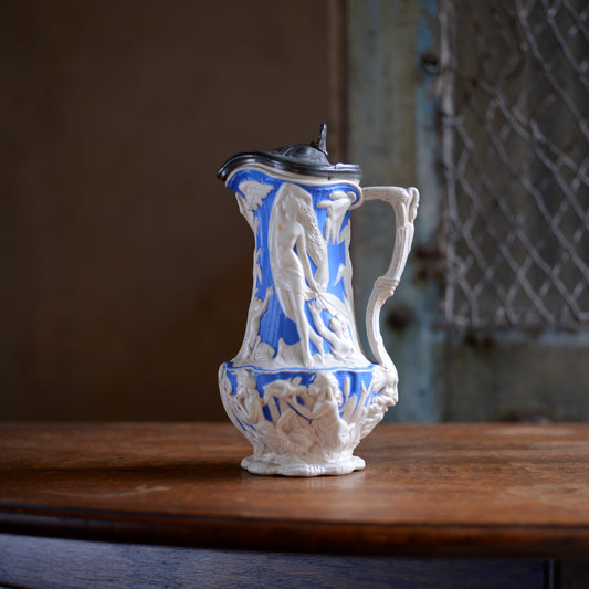 Parian ware Charles Meigh Blue & White Pitcher