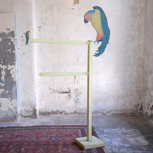 Naively Painted Parrot Towel Rail - estate made