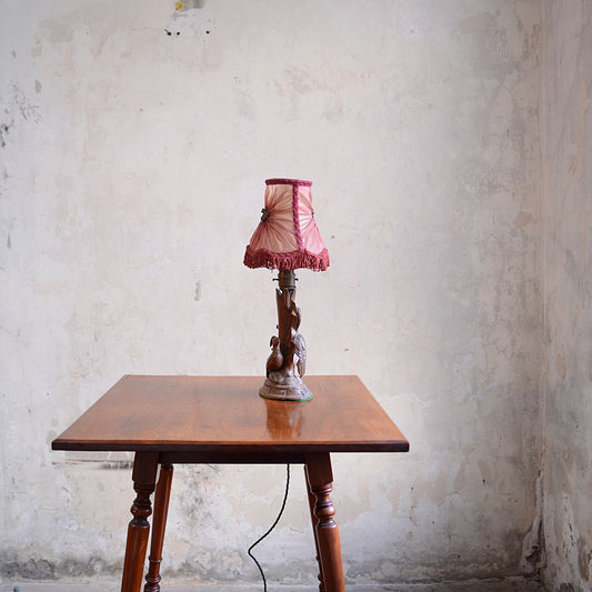 Hand Carved Treen Birds Table Lamp