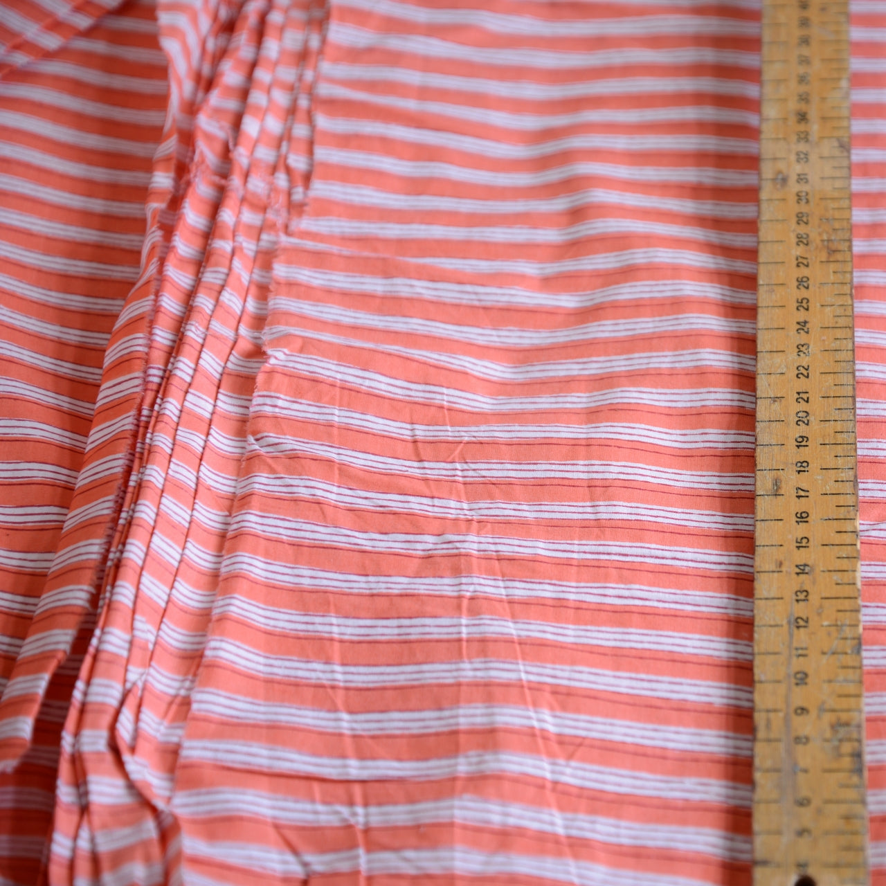 Block Print Cotton Fabric - Orange Stripes