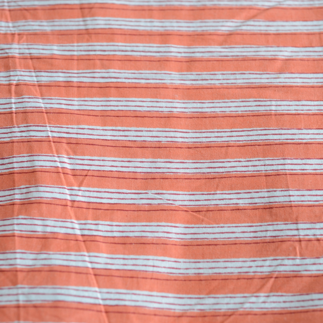 Block Print Cotton Fabric - Orange Stripes