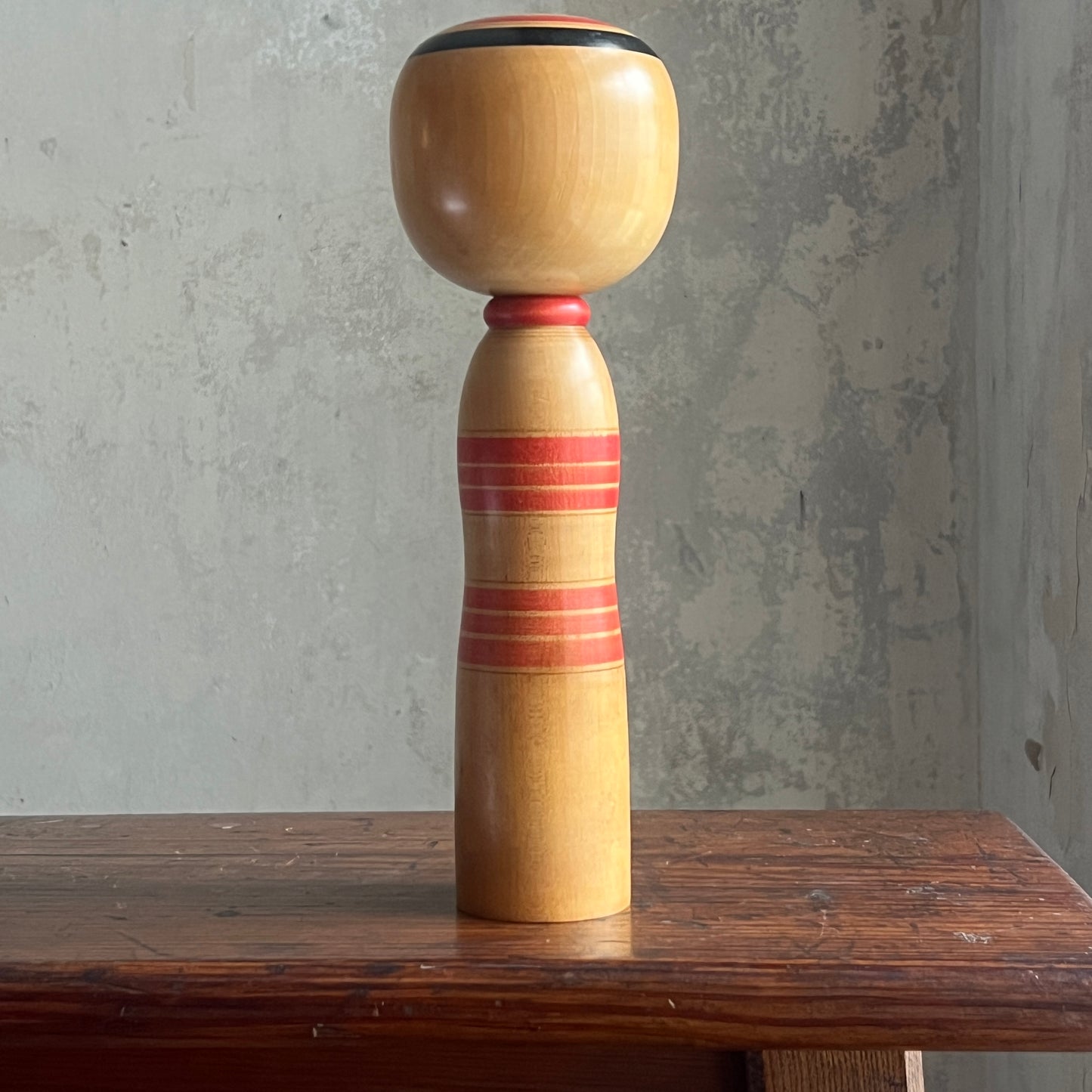 Traditional Japanese Folk Art Kokeshi Doll - Red Bands