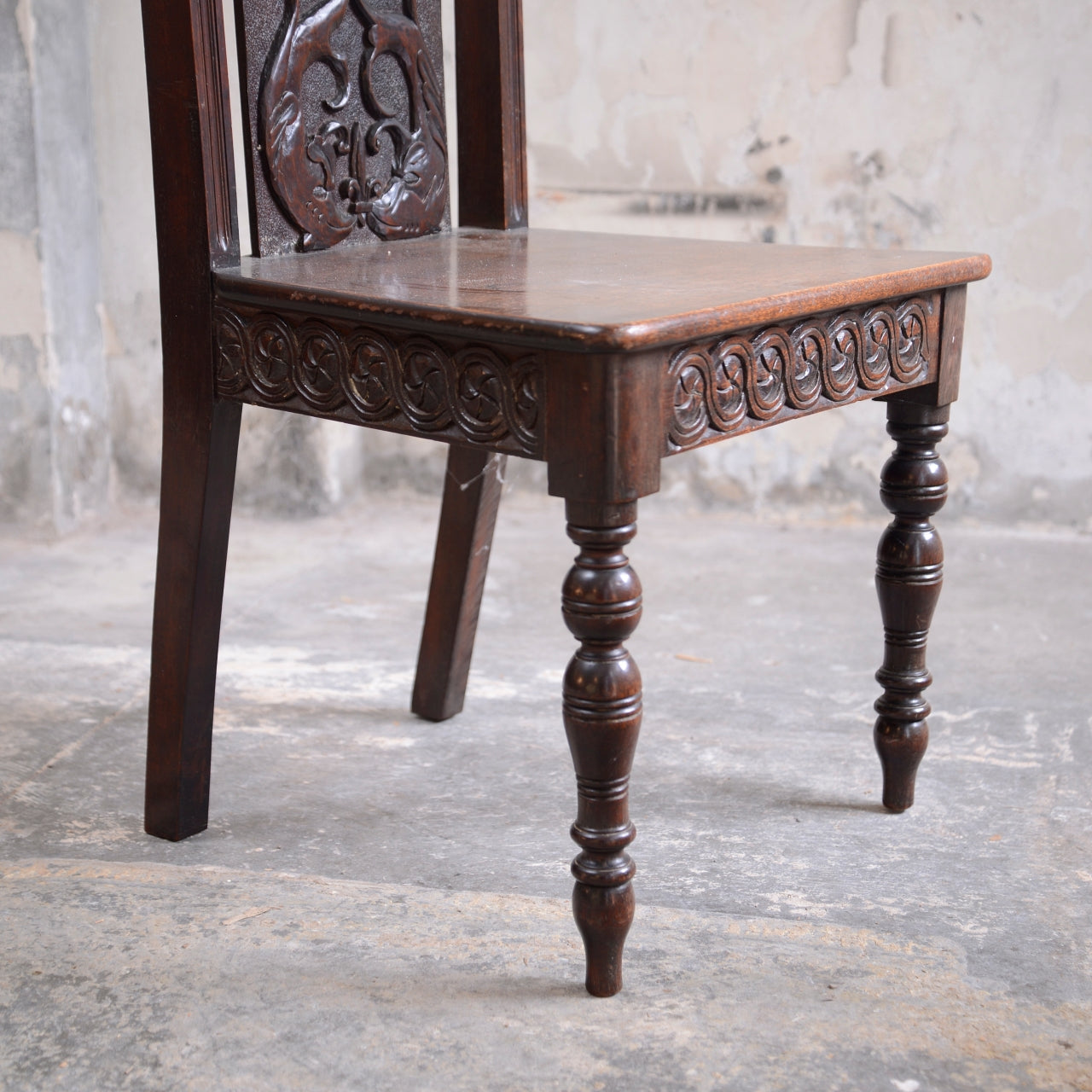 Highly Carved Hall Chair c1895