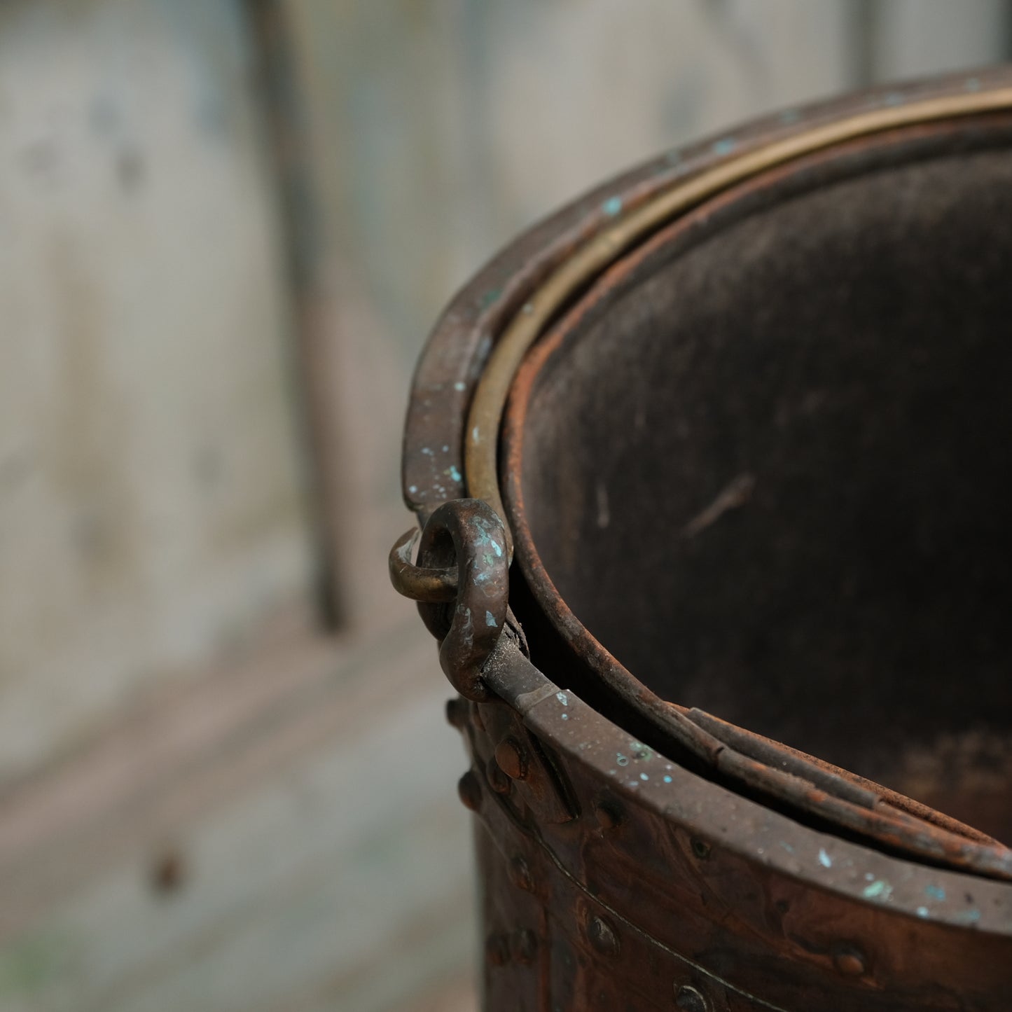 Pair Rivetted Copper Buckets with Liners