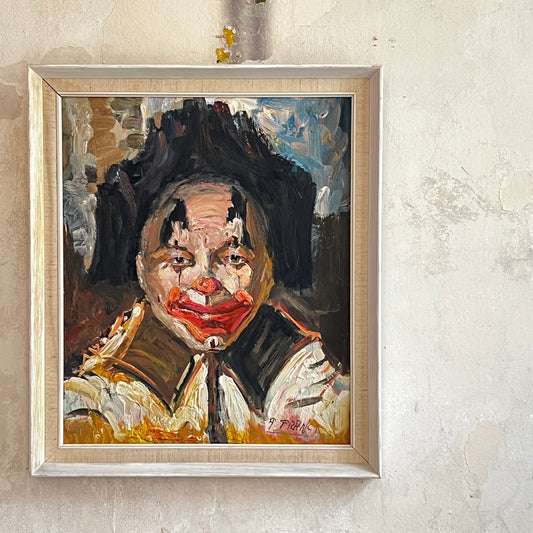 Continental School , Study of a Clown, Oil on Board