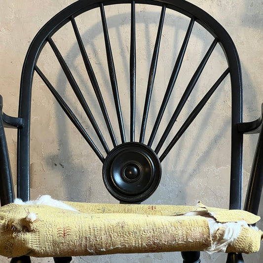 Unusual 19th Century Stick Back Ebonised Armchair