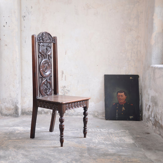 Highly Carved Hall Chair c1895