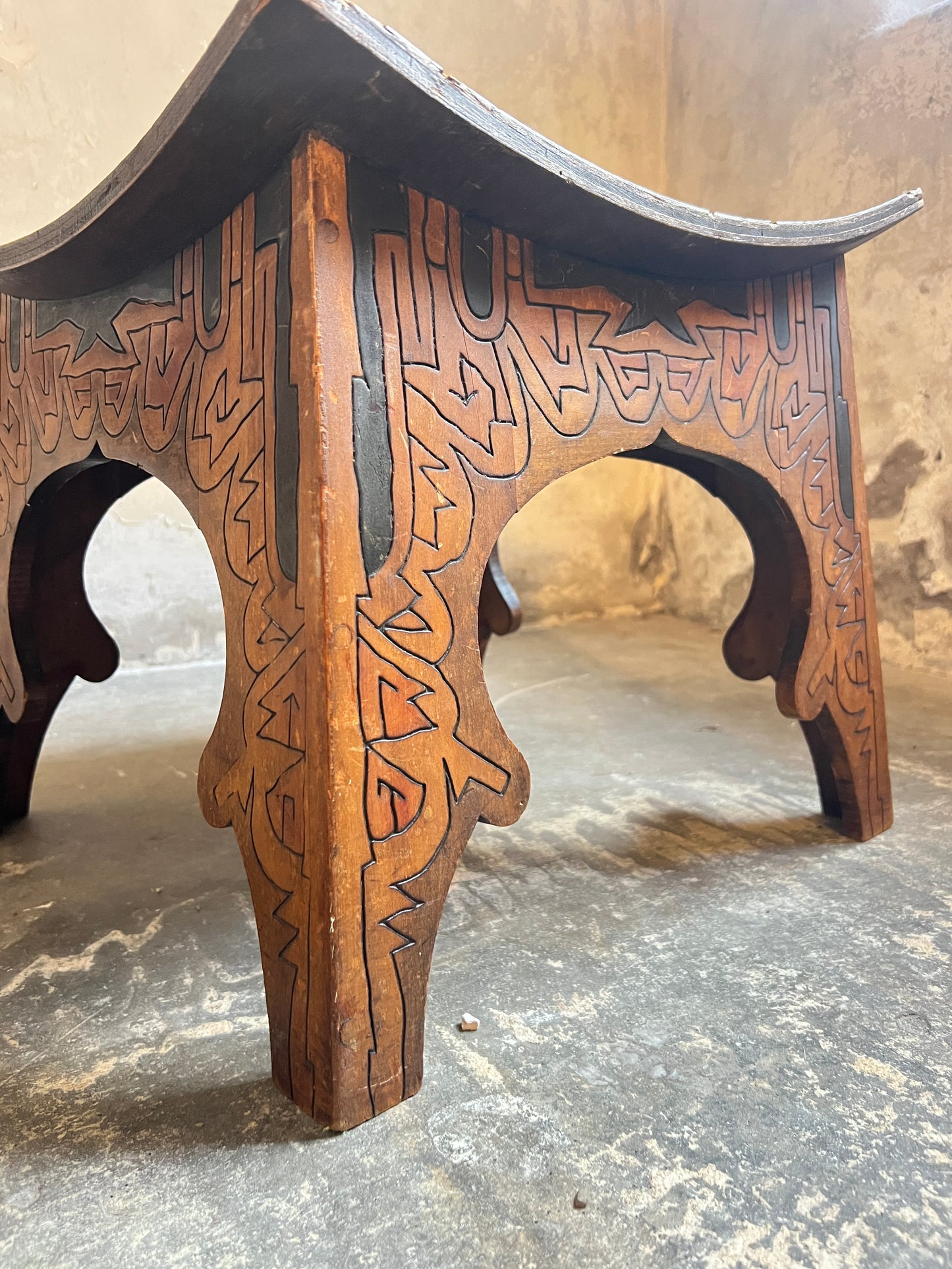 1920’s Ink & Pokerwork Bentwood Stool