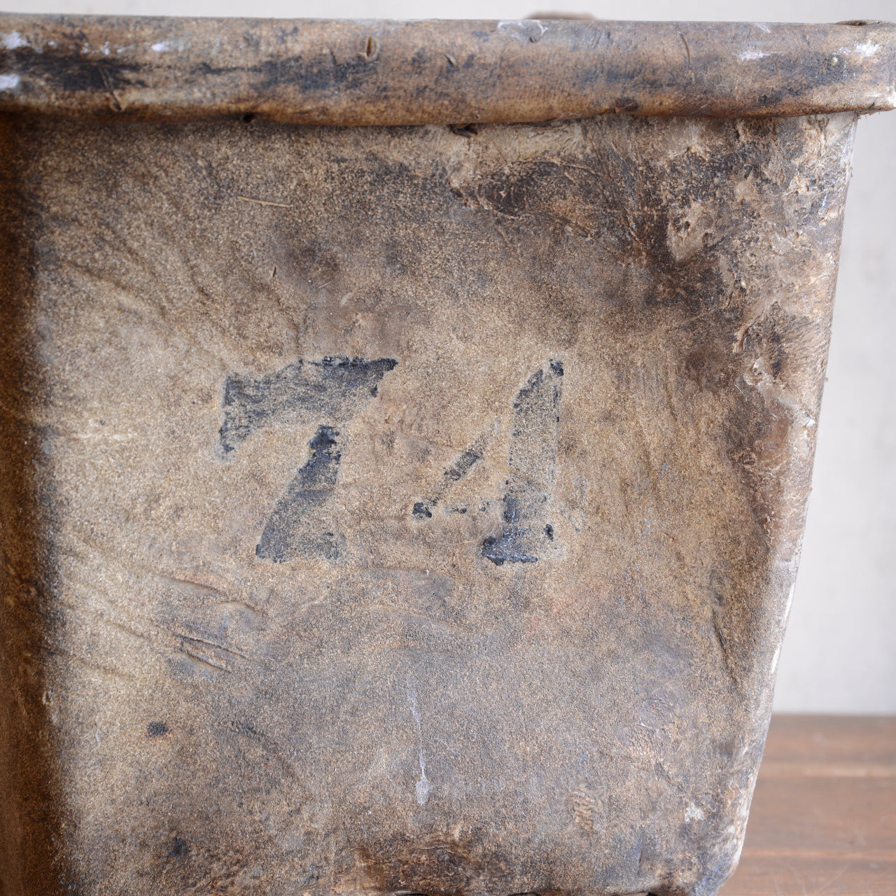 19th Century Buffalo Rawhide Mill Bucket - No 74/EE