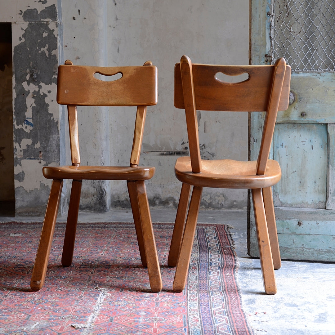 Pair early 20thC Brutalist Side Chairs - Imperial Rattan Co, Canada