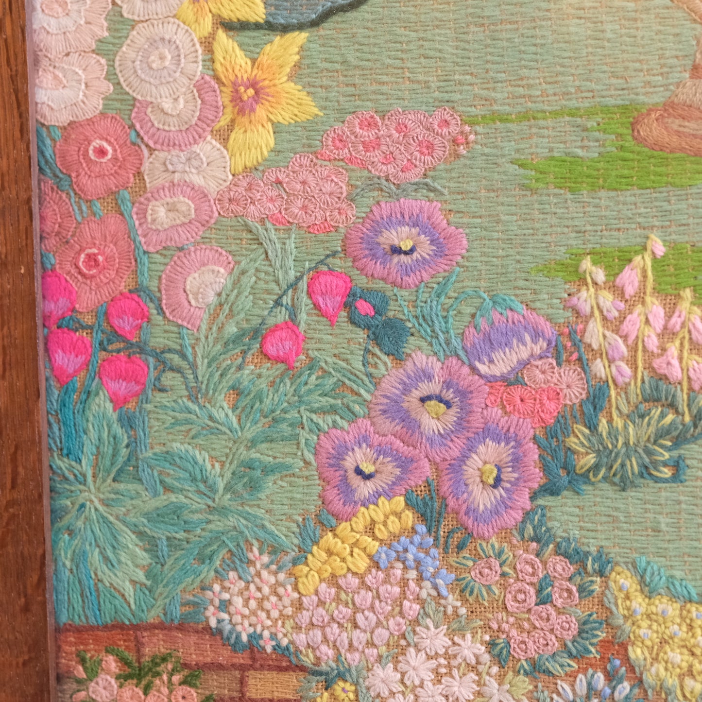 1940’s profusely Embroidered 3 Part Folding Screen