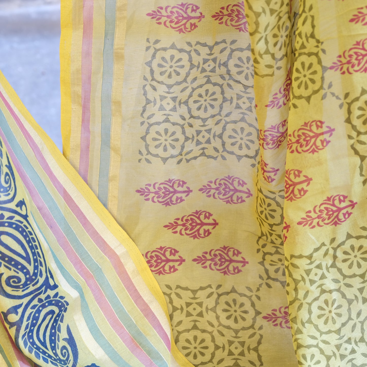 Vintage Cotton Saree Fabric - No 16