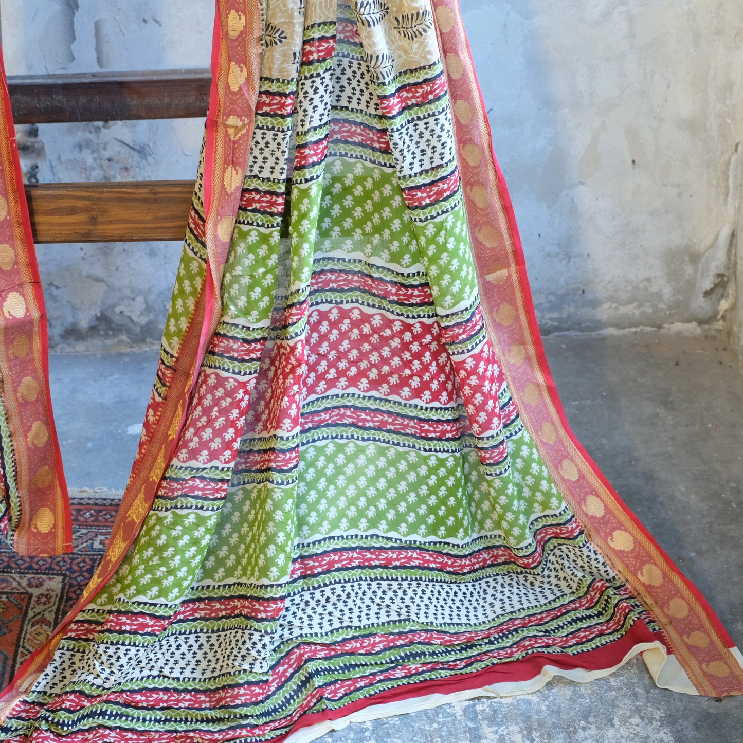 Vintage Cotton Saree Fabric - No 4
