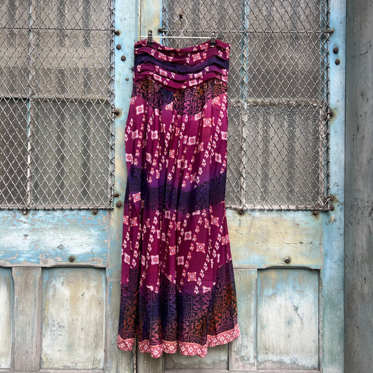 Vintage Silk Pleated Top Skirt - Q