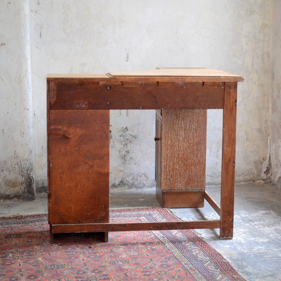 Heals 1930's Limed Oak Corner Desk