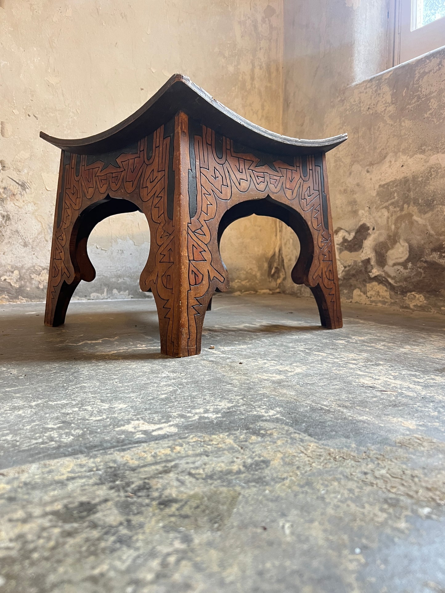 1920’s Ink & Pokerwork Bentwood Stool