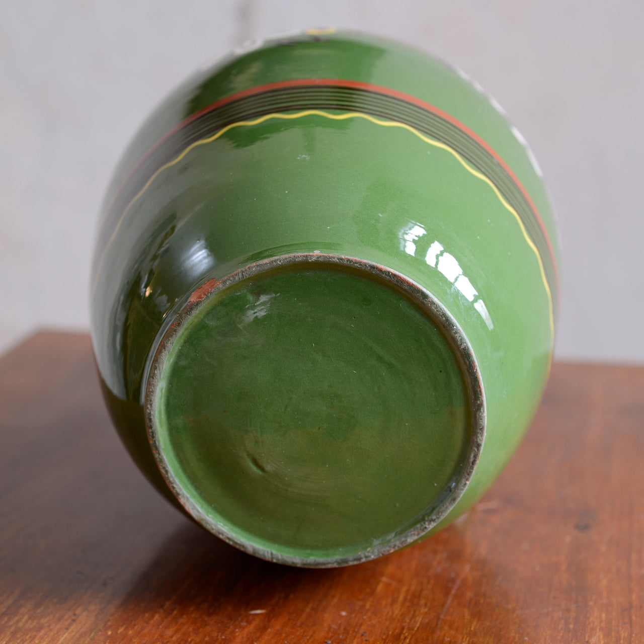 Hungarian Folk Art Green Slipware Jug