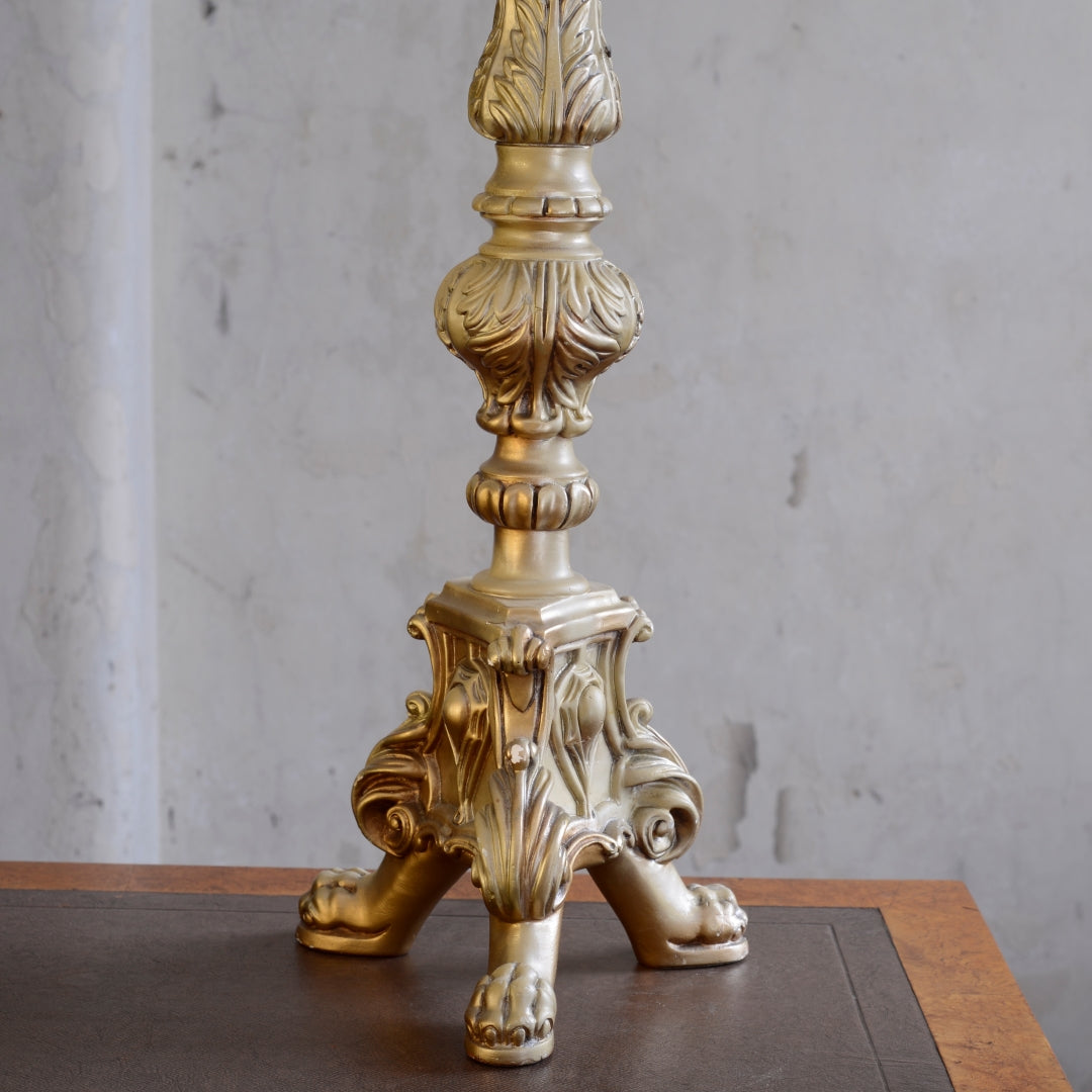 Large Italian Gilt Candlestick Table Lamp