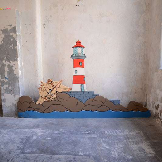 Seaside Sideshow Fairground Painted Board - Lighthouse