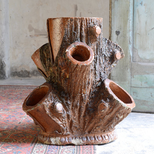 Faux Bois Simulated Bark & Trunk Strawberry Planter