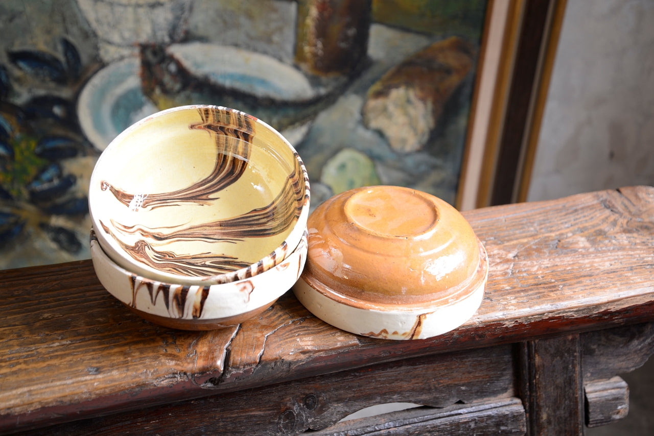 Three Hungarian Folk Art Slipware Bowls