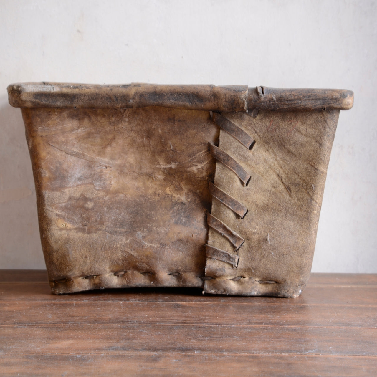 19th Century Buffalo Rawhide Mill Bucket - No 74/EE