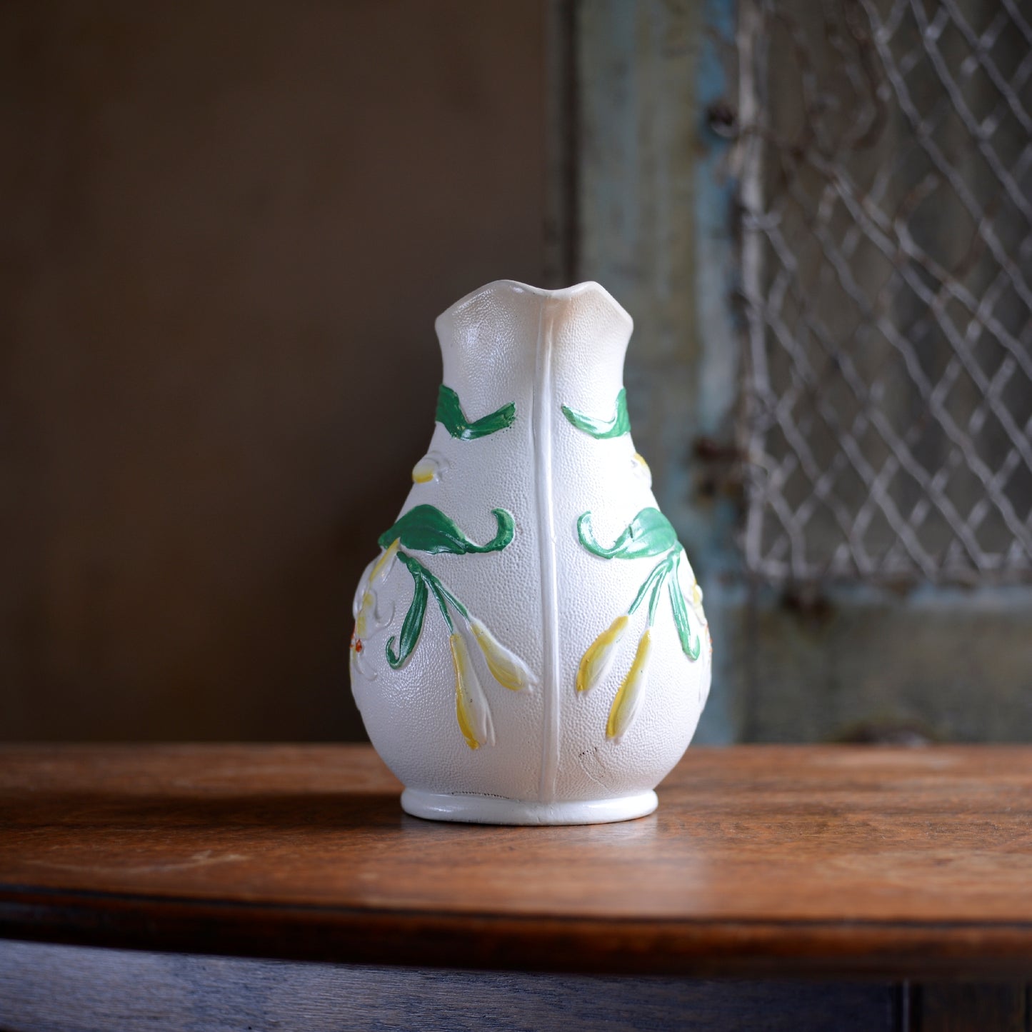 Parian ware Floral relief with hand coloured highlights