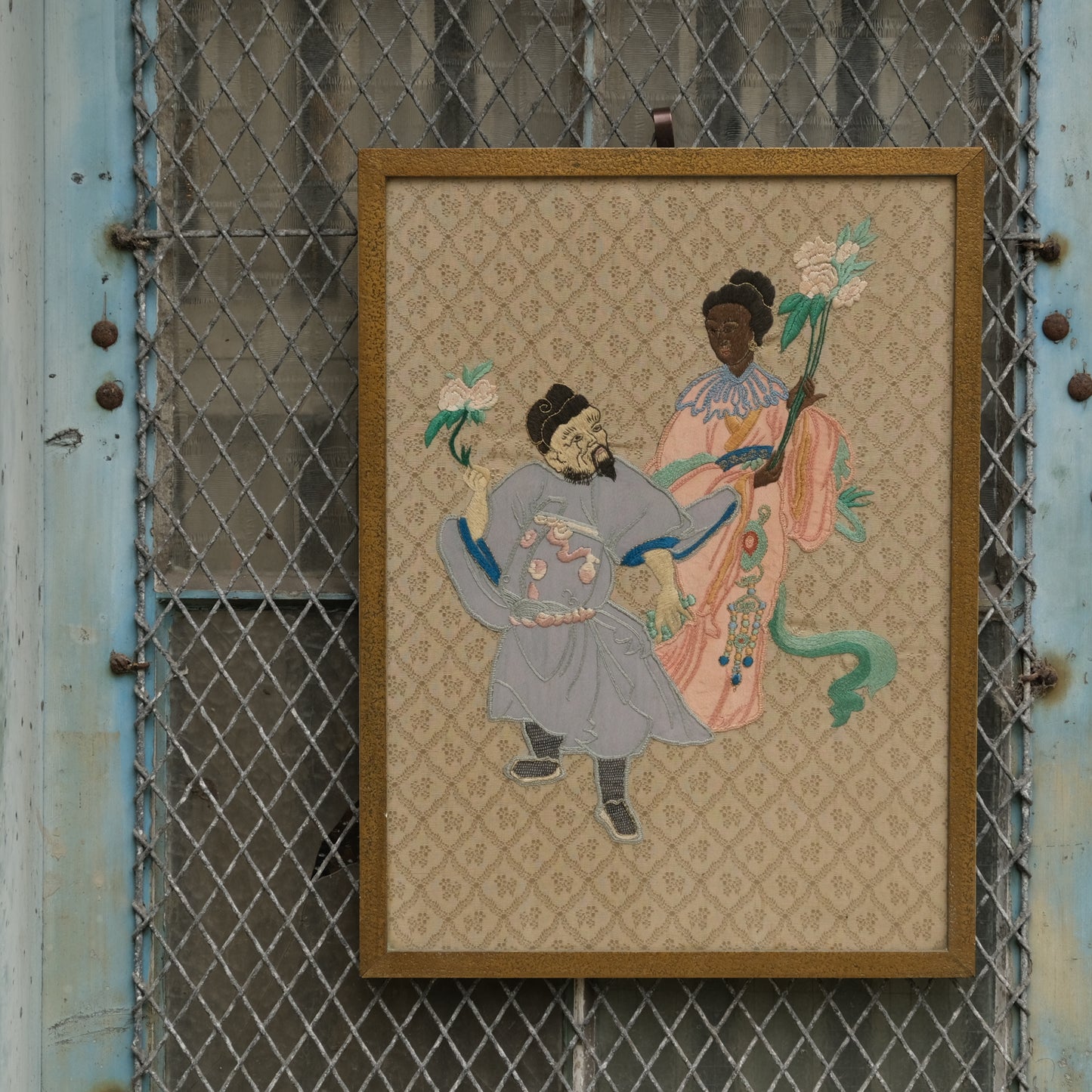 Unusual 1920's Chinese Embroidery of two Figures