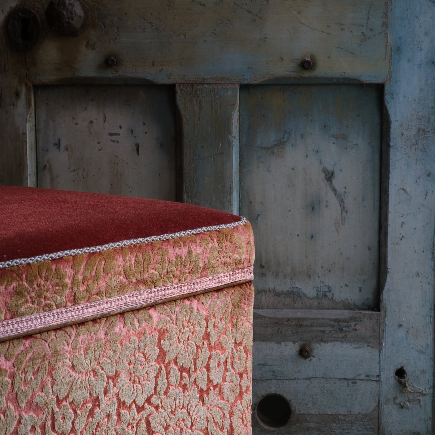 Square Ottoman with Velvet Top