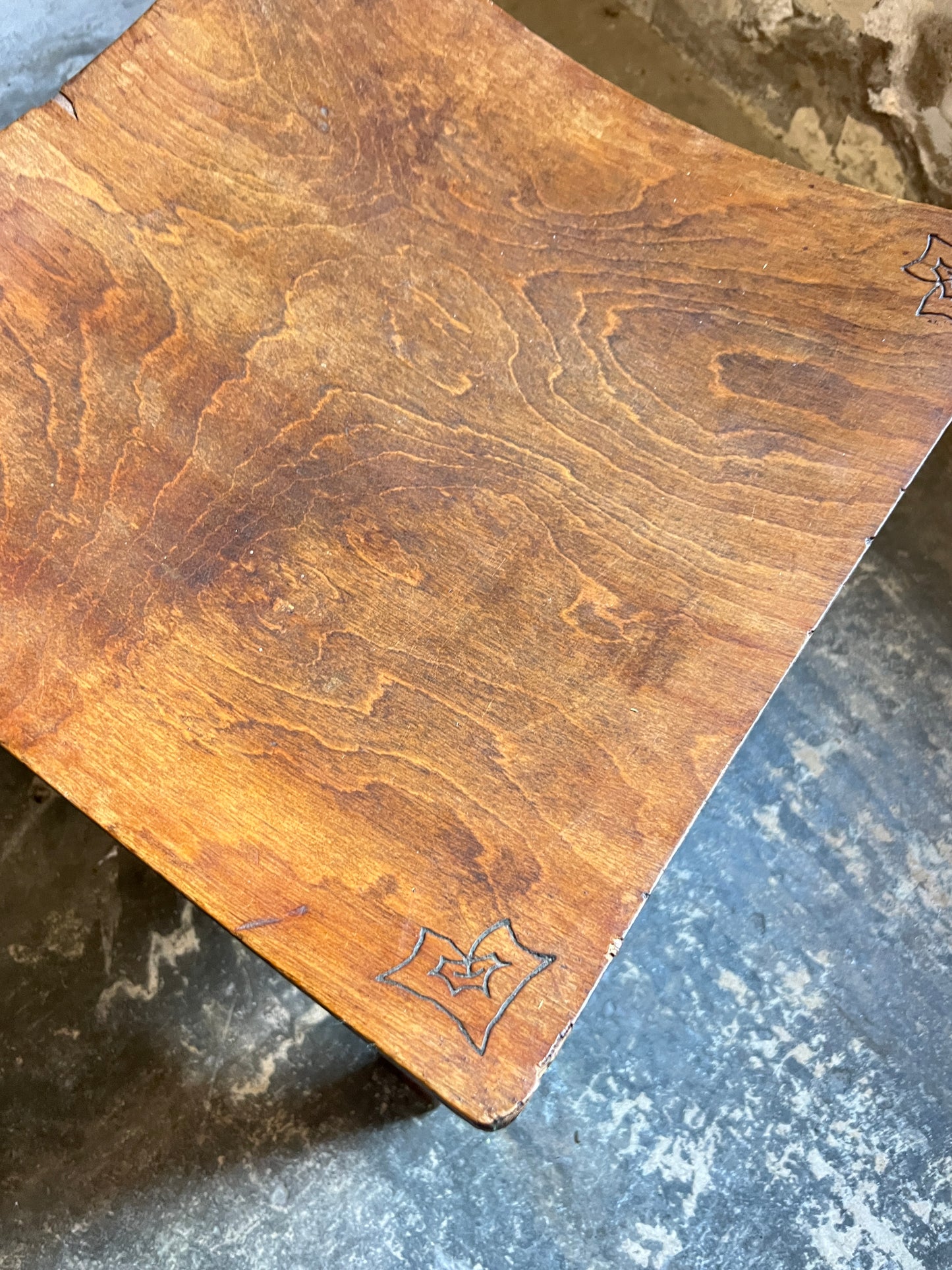 1920’s Ink & Pokerwork Bentwood Stool