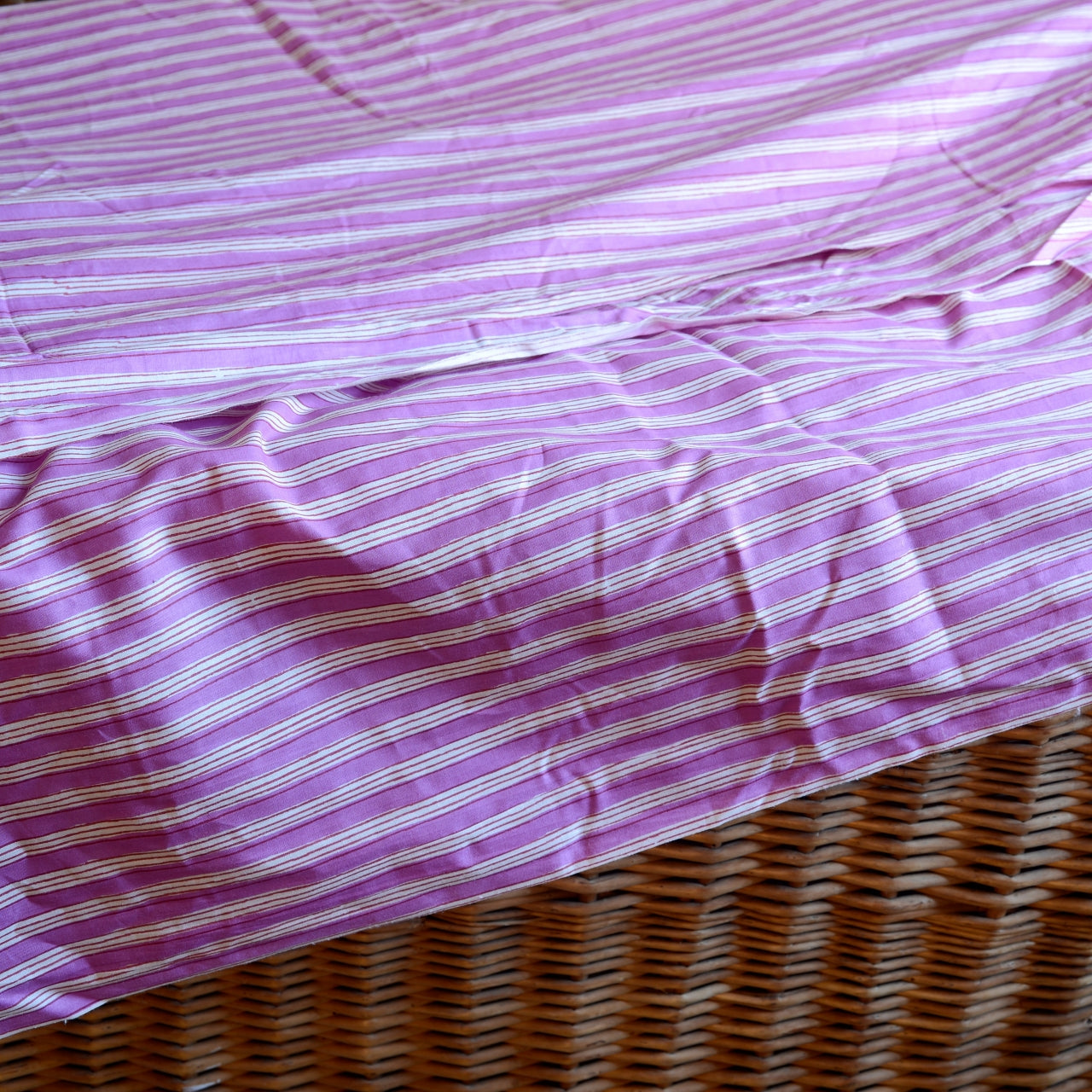 Block Print Cotton Fabric - Purple Stripes