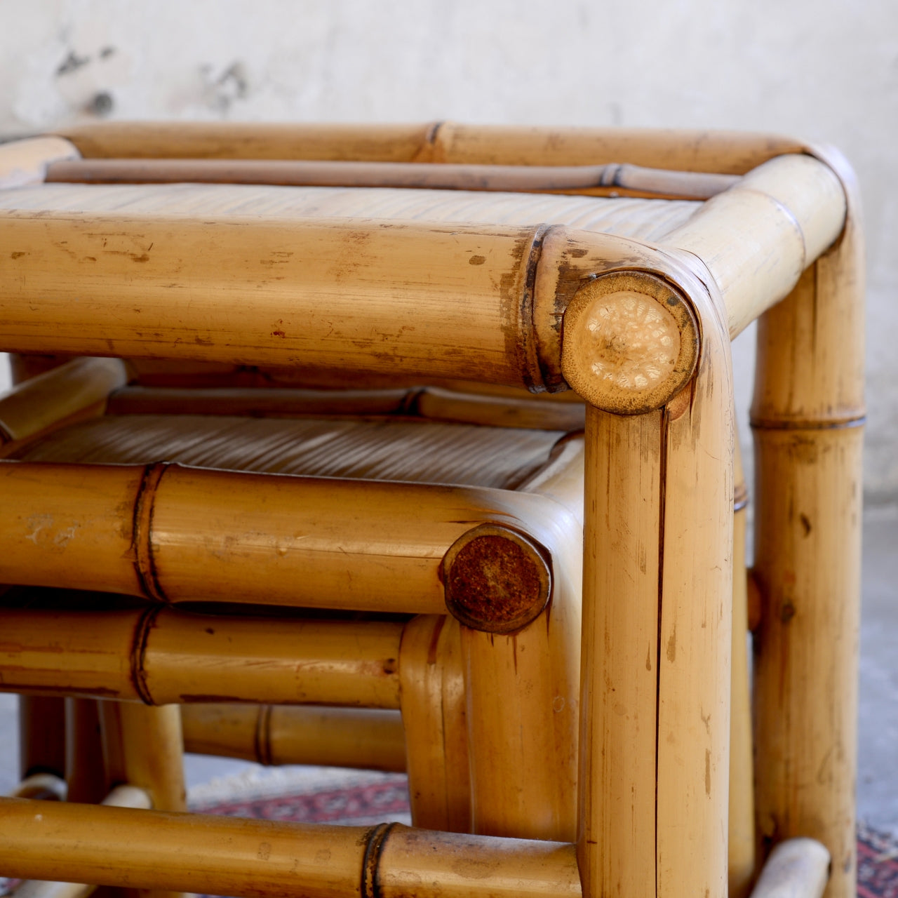 Mid Century Italian Bamboo Nest of Tables