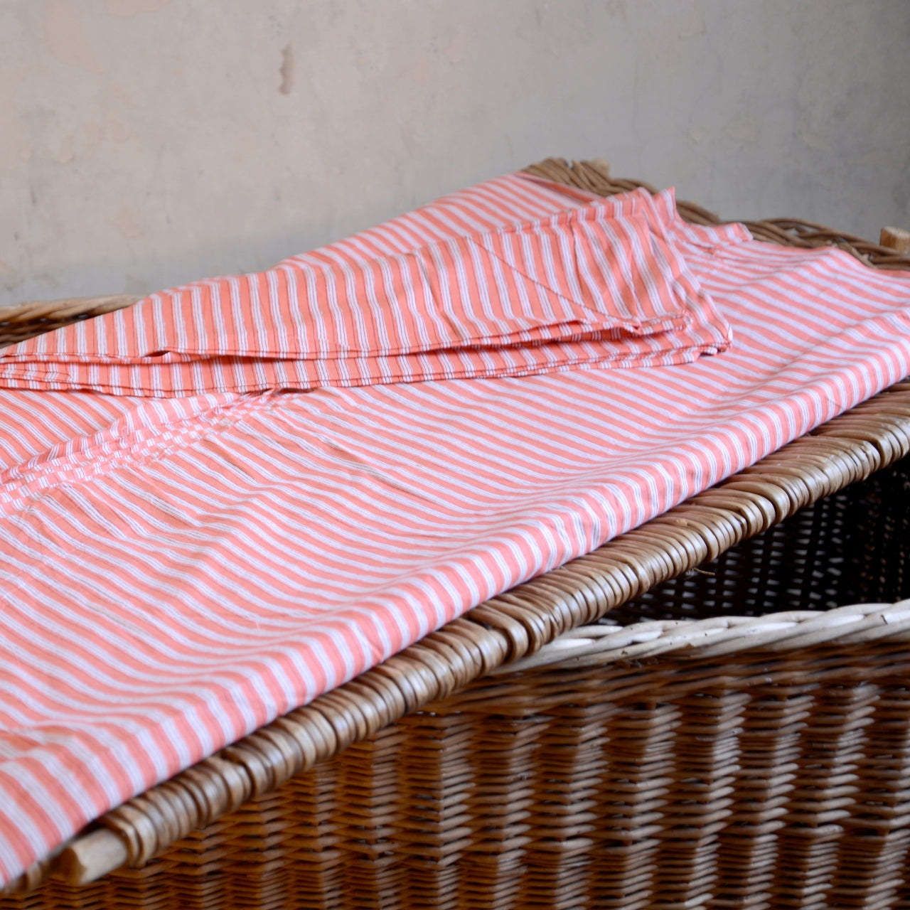 Block Print Cotton Fabric - Orange Stripes