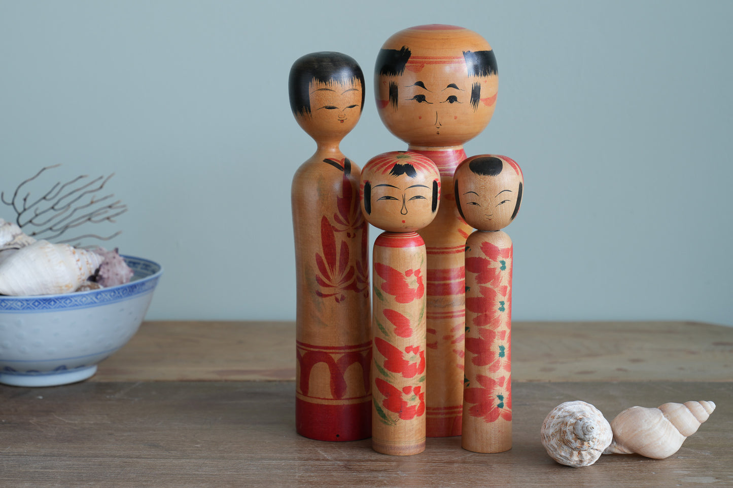 Set of 4 Traditional Japanese Folk Art Kokeshi Dolls 097