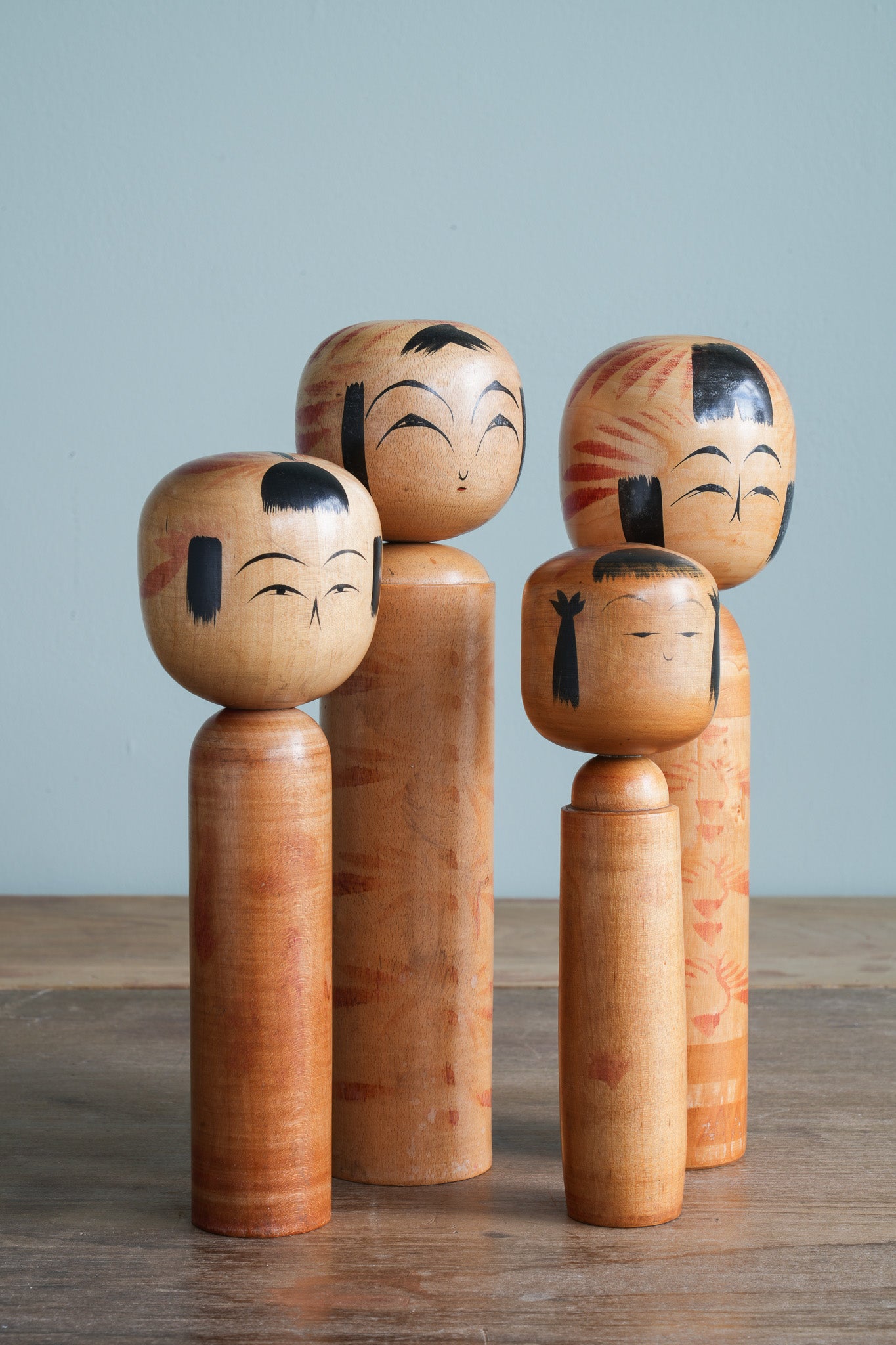 Set of 4 Traditional Japanese Folk Art Kokeshi Dolls 102