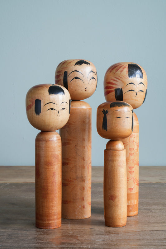 Set of 4 Traditional Japanese Folk Art Kokeshi Dolls 102