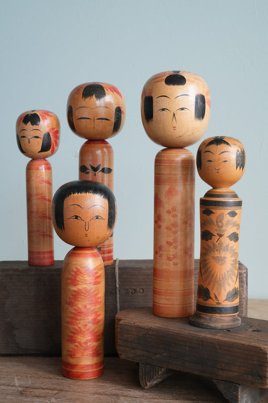 Set of 5 Traditional Japanese Folk Art Kokeshi Dolls 103