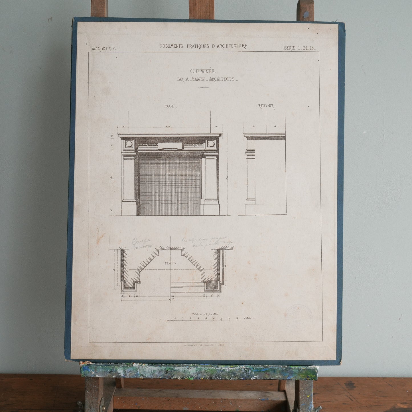 19thC Belgian Architectural Drawings - Fireplaces etc